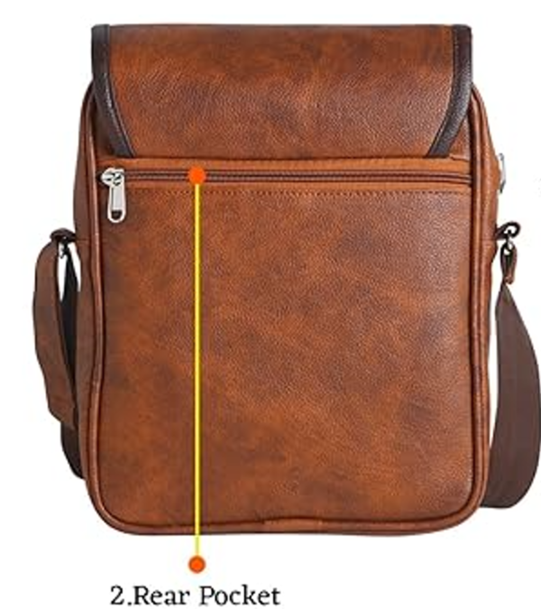 Shoulder Bag - Stylish Handmade Light Brown | Phone Bag | Faux Leather | Men | Women | Boys | Girls | Unisex | Multiple Compartments for Tablets, Phones, and More - Image 2