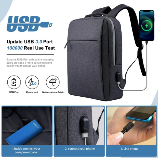 Backpack with USB Charging Port | Office Bag | School Bag | College Bag | Business Bag | Fits Laptops up to 16 Inches | Men | Women | Boys | Girls | Backpacks | Unisex - Image 4