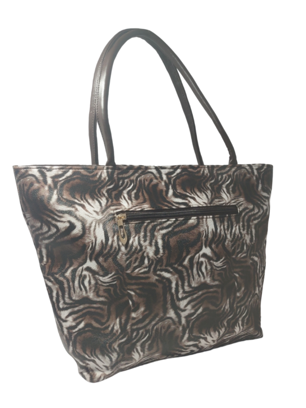 Brown Zebra - Make a Statement with Our Totes - Tote Bag with Zipper, Totebag, Shoulder Bag, Tote Bag - Image 2