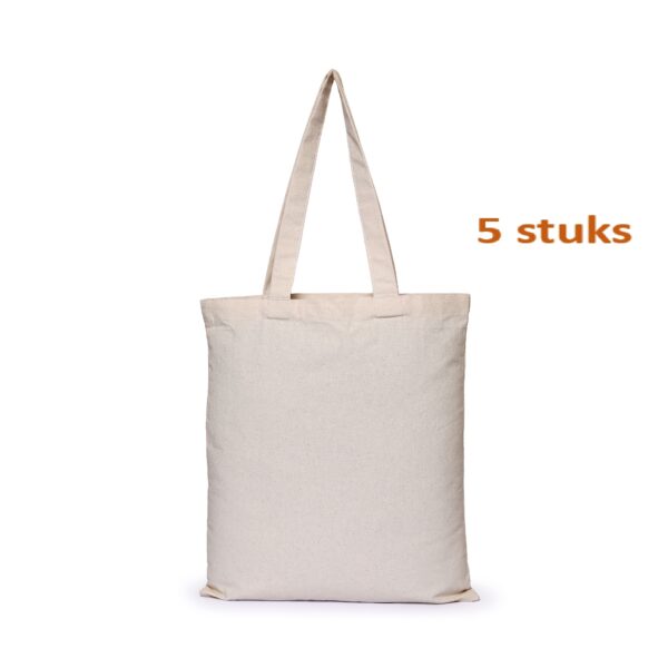 Set of 5 Natural Cotton Bags | Unprinted Canvas Bags for Painting | Tote Bag Cotton | Canvas 350 GSM and Jute Shopper | Long Handles, Ideal for Shopping