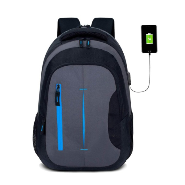 Black and Grey Backpack with USB Charging Port | Office Bag | School Bag | College Bag | Business Bag Fits up to 16-inch Laptop | Men | Women | Boys | Girls | Backpacks | Unisex