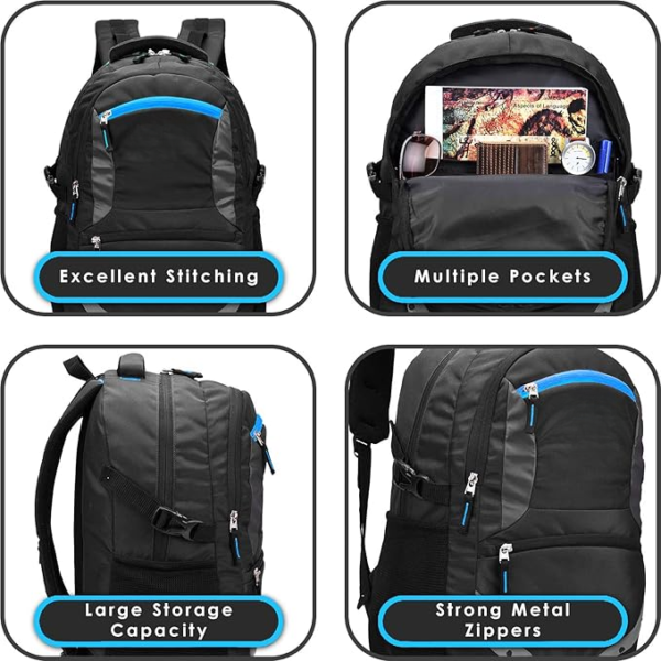 Black Backpack with USB Charging Port | Office Bag | School Bag | College Bag | Business Bag Fits up to 16-inch Laptop | Men | Women | Boys | Girls | Backpacks | Unisex - Image 4