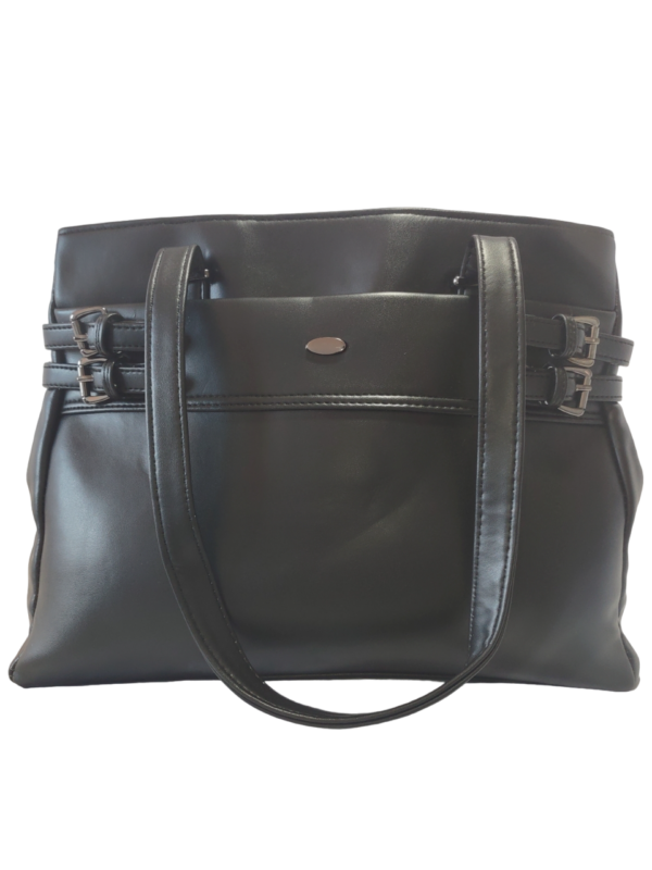 Black - Modern Black Shoulder Bag with Multiple Compartments - Image 7