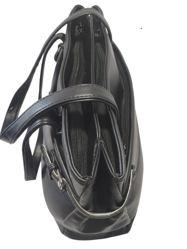 Black - Modern Black Shoulder Bag with Multiple Compartments - Image 4