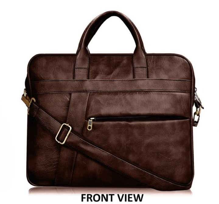 Patterned Classic Dark Brown PU Leather Messenger Bag, Laptop Bag for Men and Women 6 Patterned Classic Dark Brown PU Leather Messenger Bag, Laptop Bag for Men and Women - Image 6
