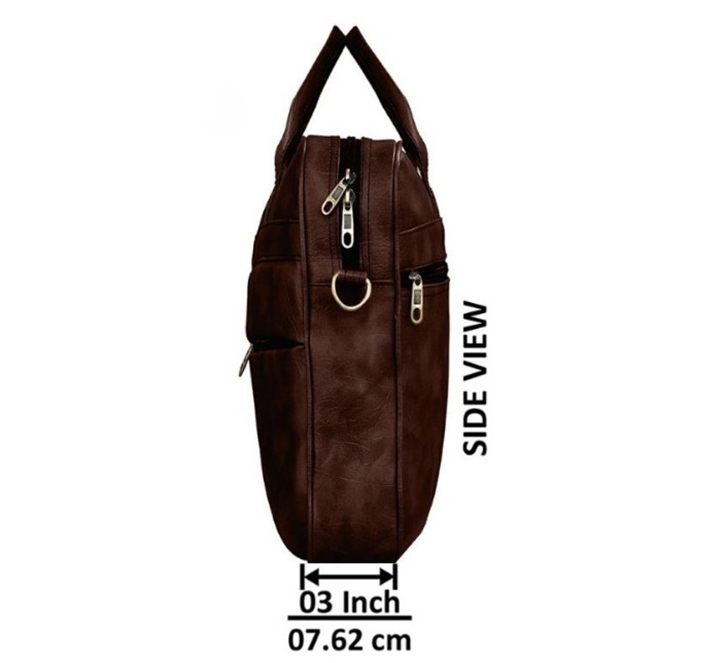 Patterned Classic Dark Brown PU Leather Messenger Bag, Laptop Bag for Men and Women 2 Patterned Classic Dark Brown PU Leather Messenger Bag, Laptop Bag for Men and Women - Image 2