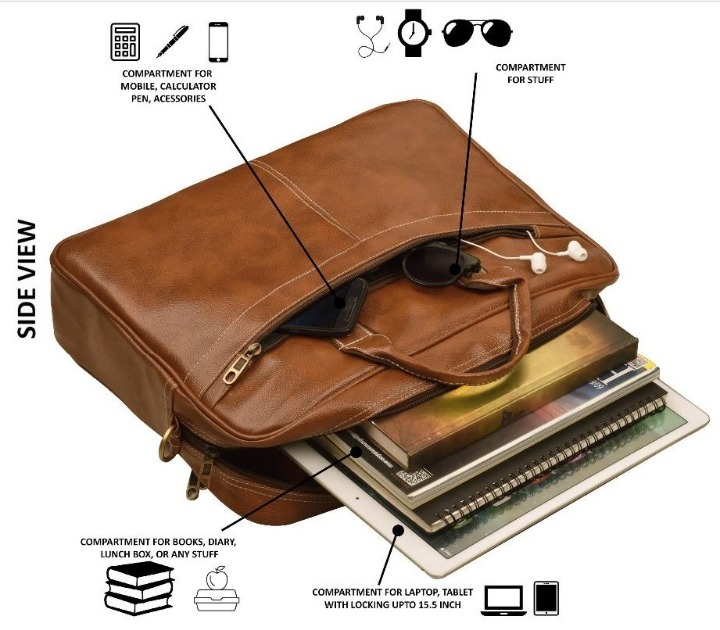 Classic Light Brown PU Leather Messenger Bag – Laptop Bag for Work and Travel 6 Classic Light Brown PU Leather Messenger Bag – Laptop Bag for Work and Travel - Image 6