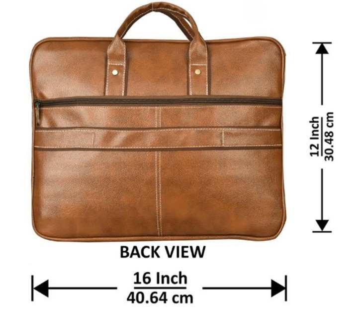 Classic Light Brown PU Leather Messenger Bag – Laptop Bag for Work and Travel 4 Classic Light Brown PU Leather Messenger Bag – Laptop Bag for Work and Travel - Image 4