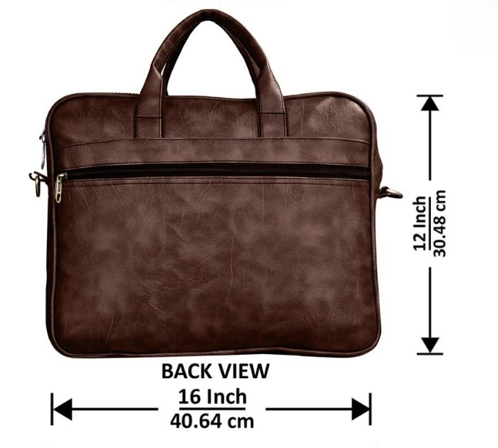 Patterned Classic Dark Brown PU Leather Messenger Bag, Laptop Bag for Men and Women 3 Patterned Classic Dark Brown PU Leather Messenger Bag, Laptop Bag for Men and Women - Image 3