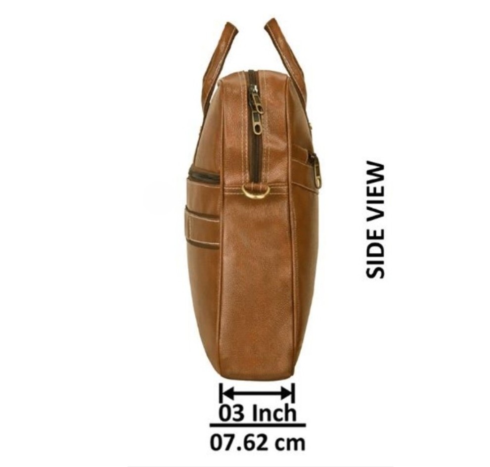 Classic Light Brown PU Leather Messenger Bag – Laptop Bag for Work and Travel 3 Classic Light Brown PU Leather Messenger Bag – Laptop Bag for Work and Travel - Image 3
