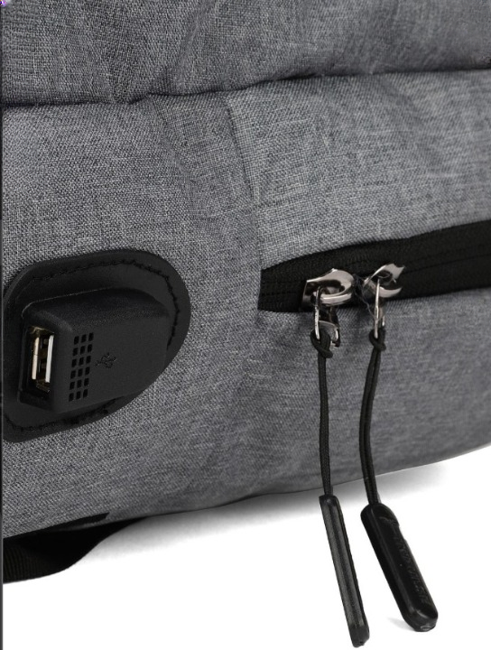 Water Resistant Light Gray Laptop Backpack with USB Charging Port | Travel Bag | Office Bag | School Bag | College Bag | Business Bag | Backpack Men & Women | Fits up to 16 inch Laptop, Compatible with 15.6 & 14 inch | Unisex 3 Water Resistant Light Gray Laptop Backpack with USB Charging Port | Travel Bag | Office Bag | School Bag | College Bag | Business Bag | Backpack Men & Women | Fits up to 16 inch Laptop, Compatible with 15.6 & 14 inch | Unisex - Image 3