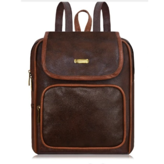 Dark Brown Women's Backpack - Water-Repellent Imitation Leather - Stylish Shoulder Bag for Women